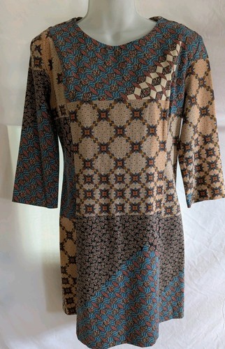 Zara patchwork Dress Trafaluc  Size L Sleeves 3/4 Quarter 