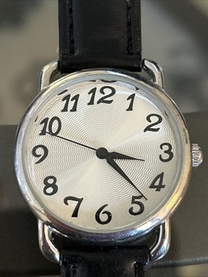 Silver Tone Silver Dial Black Band Women
