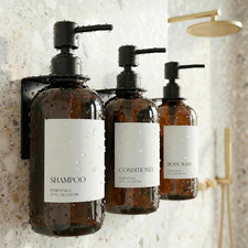 Stylish Shampoo and Conditioner Dispenser Set of 3 for Wall Mount - Modern Drill
