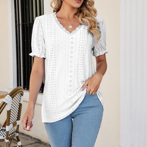 Casual T-shirt Slight Elasticity Socket Closure Solid Pattern Streetwear - Picture 5 of 32