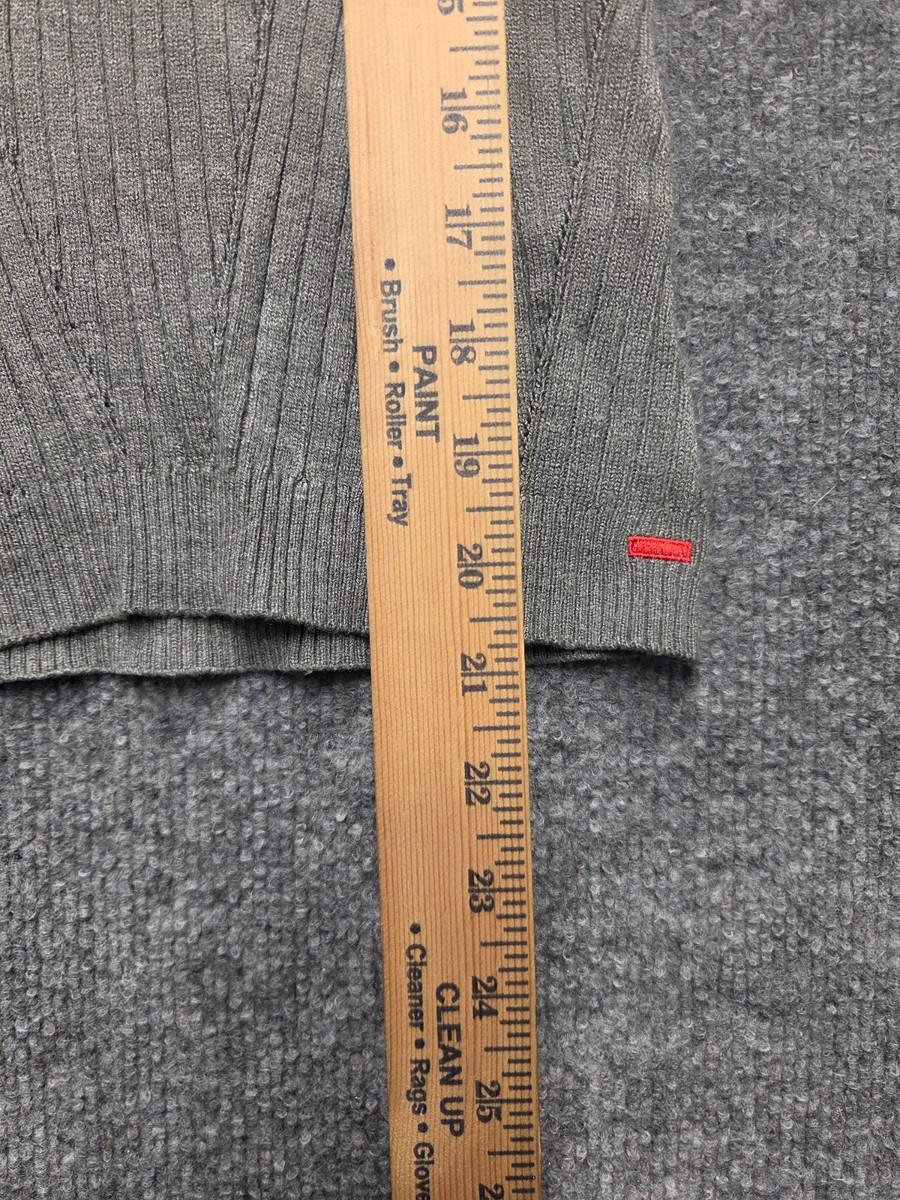 Castro Sweater Top Womens Sz S Gray Ribbed Knit V Neck Long Sleeve Pullover Soft View 2