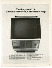 1968 SONY 700-U Portable TV Television Vintage Print Ad