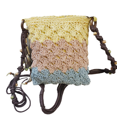 Sun N Sand Accessories Crossbody Purse Womens 9'' Multi-Color Pastels BOHO Fringe