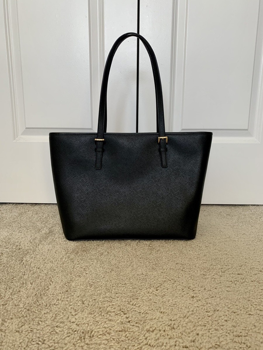 Michael Kors Black Jet Set Travel Large Saffiano Leather Tote Bag