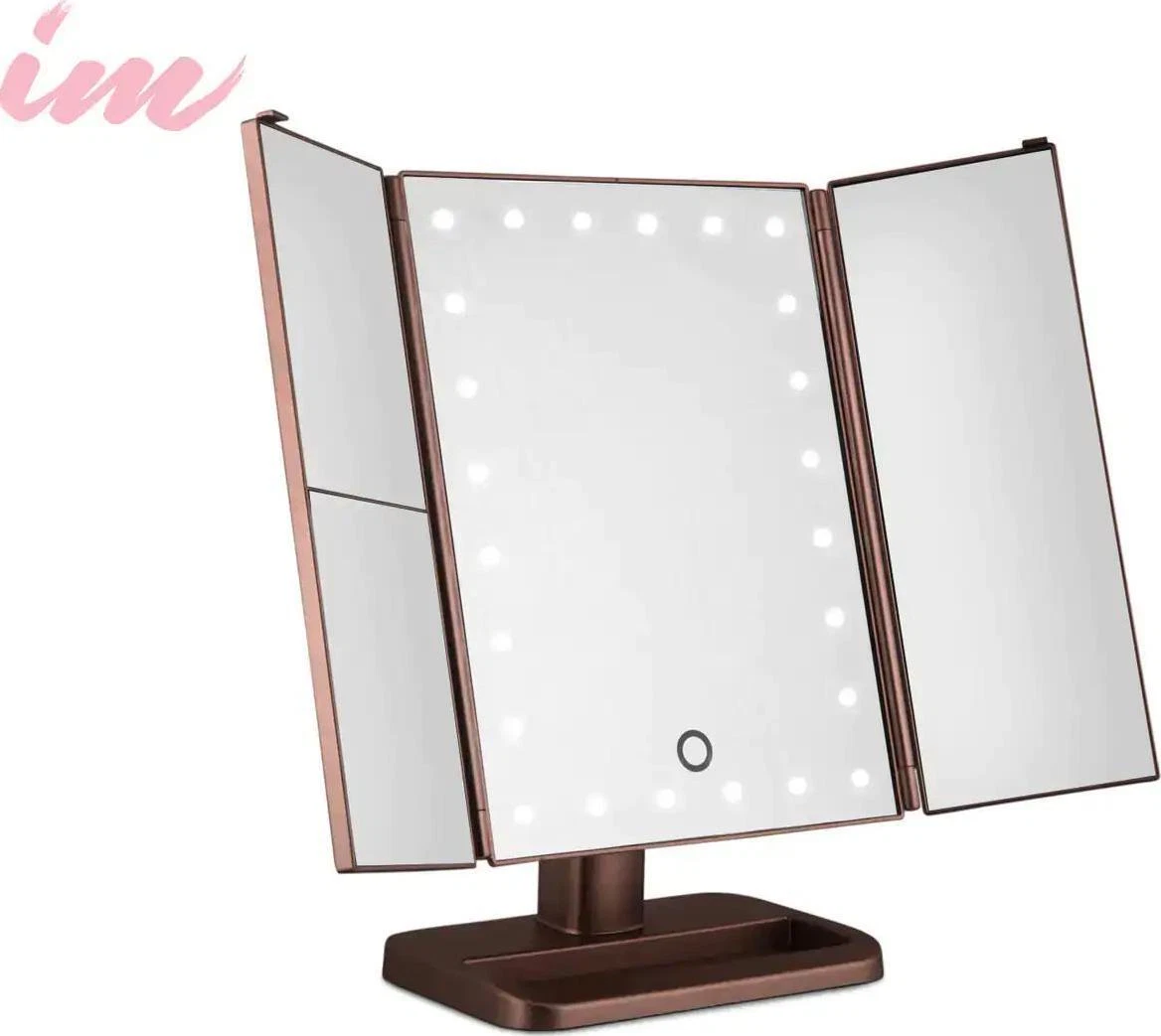 Illuminate Me 3 Way Makeup Mirror w LED Lights Rose Gold eBay