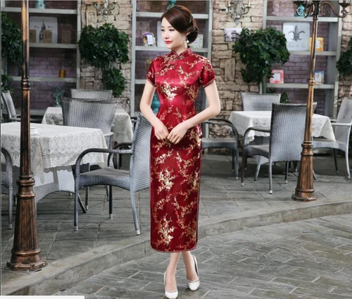New Traditional Chinese Women's Silk Satin Long Dress Cheongsam Qipao - Picture 7 of 13