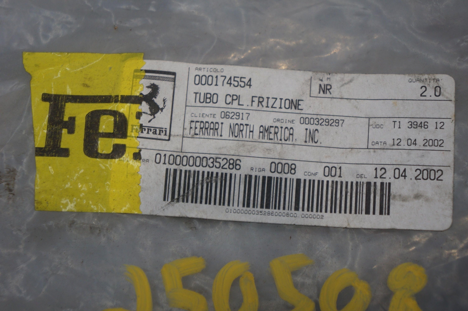 New Transmission Clutch Pipe Line OEM 174554 Ferrari 360 1999-2005