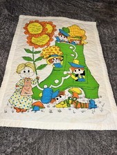 Vintage Old Woman Who Lived in a Shoe Quilt Baby Nursery Rhyme Blanket 32.5x45