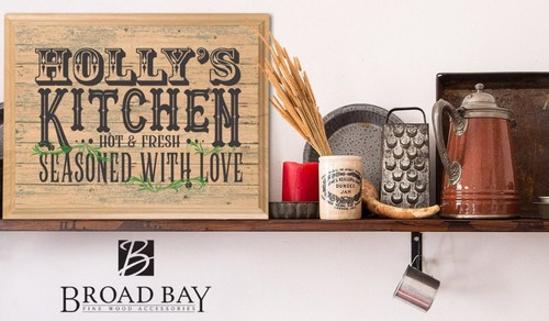 PERSONALIZED Kitchen Sign Wall Art Gift Rustic Seasoned With Love Design - Picture 4 of 8