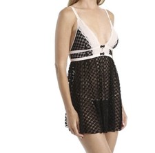  48 NWT BETSEY JOHNSON WOMEN POLKADOT LACE BABYDOLL DRESS/PANTIE SET SIZE M JL94