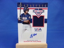USA Baseball 2017 Material Signatures Autograph Jersey Quentin Holmes 29 130/299