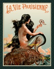5x7 SIRENA CON ZAPATO Vintage 1925 La Vie Parisienne impresión artística