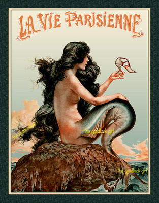 5x7 MERMAID WITH SHOE Vintage 1925 La Vie Parisienne Art print