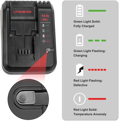 20 Volt Lithium-Ion Battery / Charger for PORTER CABLE 20V Max PCC680L PCC685L - Picture 18 of 26