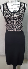 Carmen Marc Valvo Sweater Dress Women's Medium Black Rayon Sleeveless Round Neck