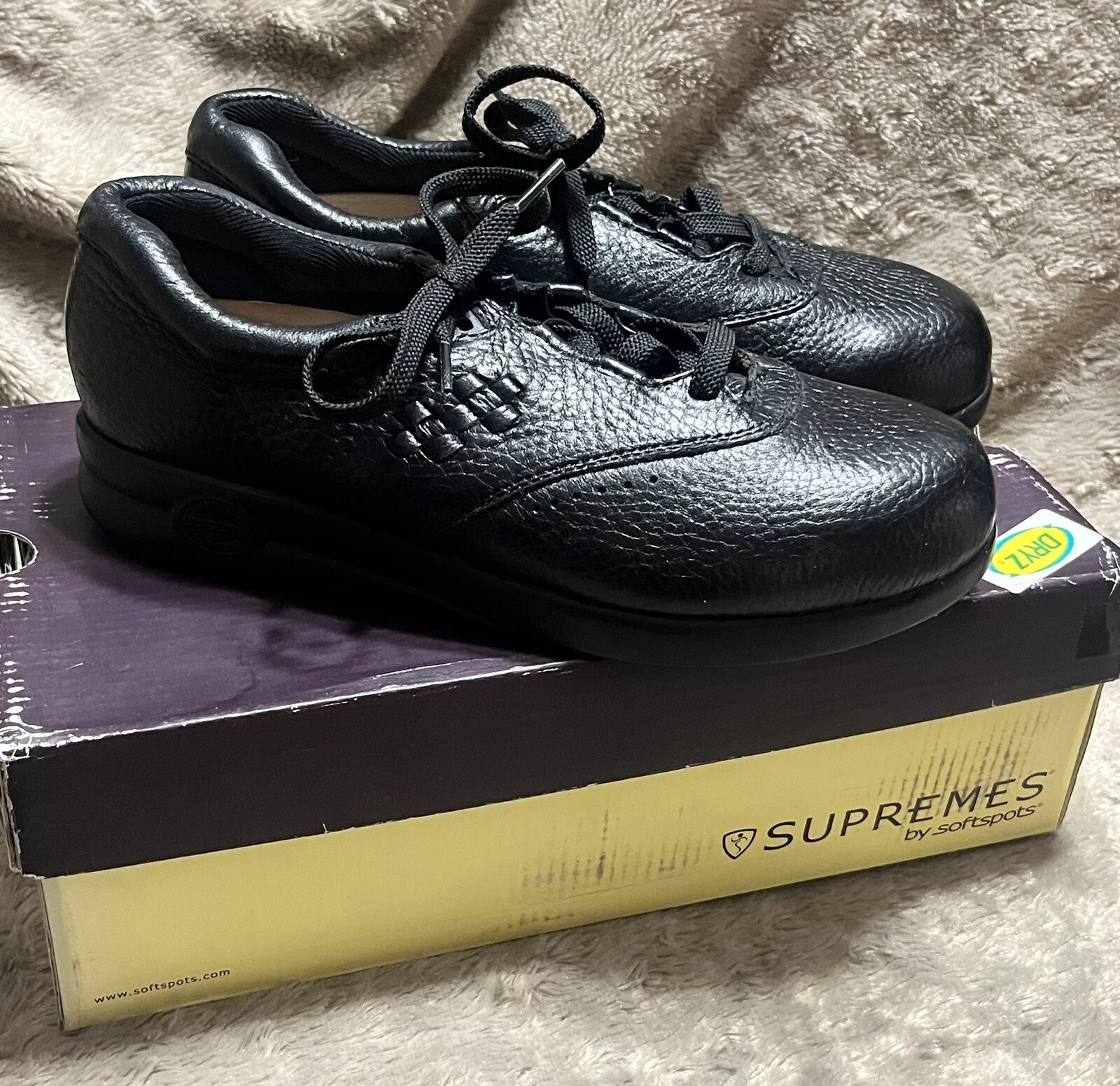 Chaussures confort cuir noir Supremes SoftSpots Marathon 122406 femme pointure 8,5 M neuves