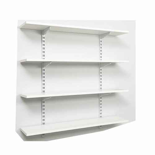 Twin Slot Wall Mounted Shelving Kit White 4 Levels 1000mm x 1000mm x