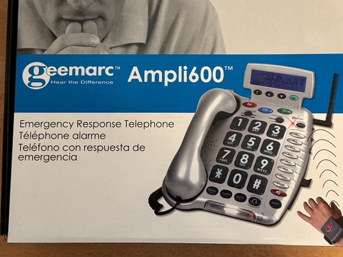 Geemarc AMPLI600 Emergency Response Amplified Phone Large Numbers Silver NEW - Zdjęcie 11 z 15