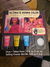 Tulip ULTIMATE HENNA COLOR VIBRANT TATTOO KIT Pink Yellow Blue