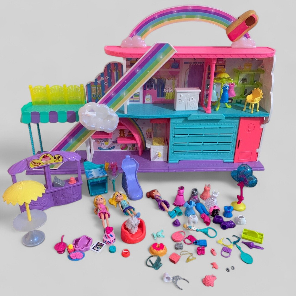 Polly Pocket Sweet Adventures Rainbow Mall Playset 2021 Mattel with Accessories