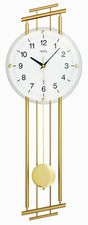 AMS 5315 Wanduhr Funk mit Pendel Pendeluhr Metallgehäuse messinglackiert