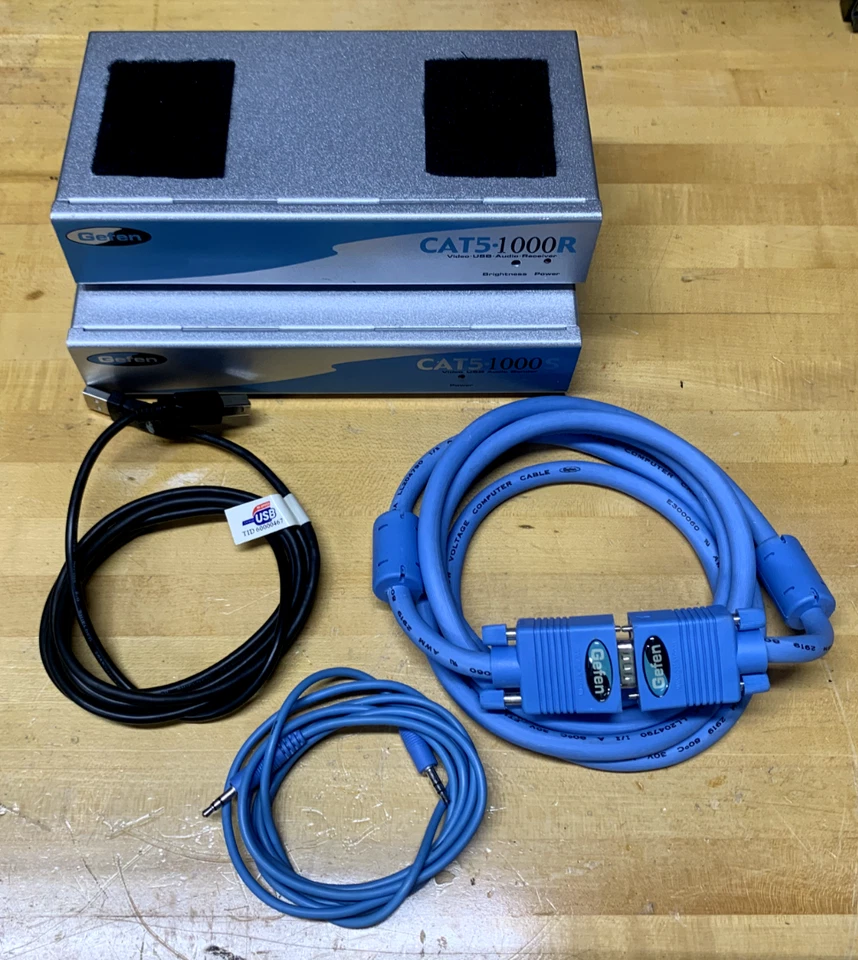 Gefen CAT5 KVM Extender VGA & Audio EXT-CAT5-1000 USB Sender & Receiver TESTED - Image 3 of 3