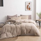 3 Pcs Cotton Duvet Cover, Beige Solid Comforter Boho Bedding Party/ Wedding Set