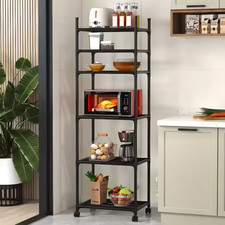Heavy Duty 6-Tier Kitchen Shelf Rack with Wheels for Storage Solutions