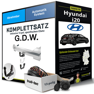 Anhängerkupplung abnehmbar für HYUNDAI i20 +E-Satz (AHK+ES)