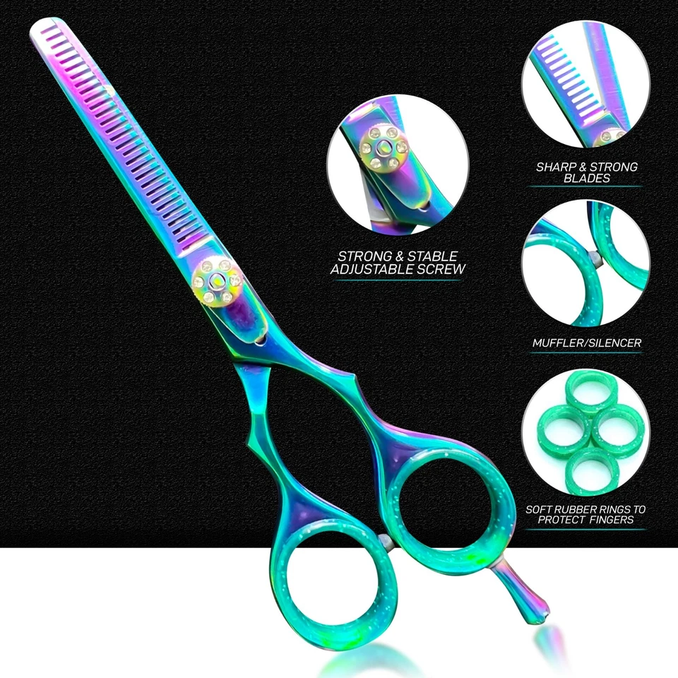 Hairdressing Barber Salon Scissors 5.5''Hair Thinning Multi Color Scissors Sharp - Image 4 of 4