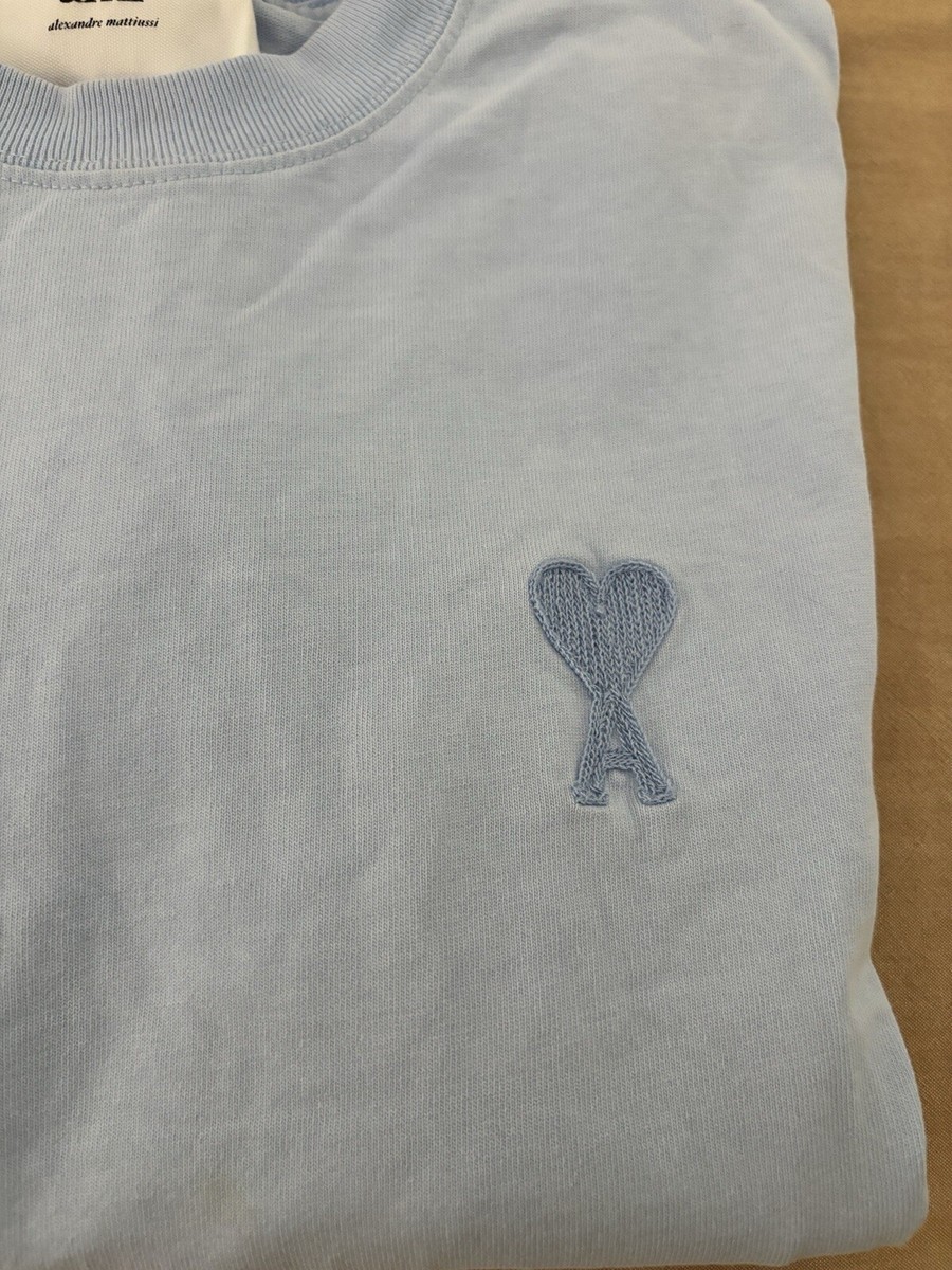 Ami Paris Ami De Coeur Tonal Boxy Fit T-Shirt Light Blue