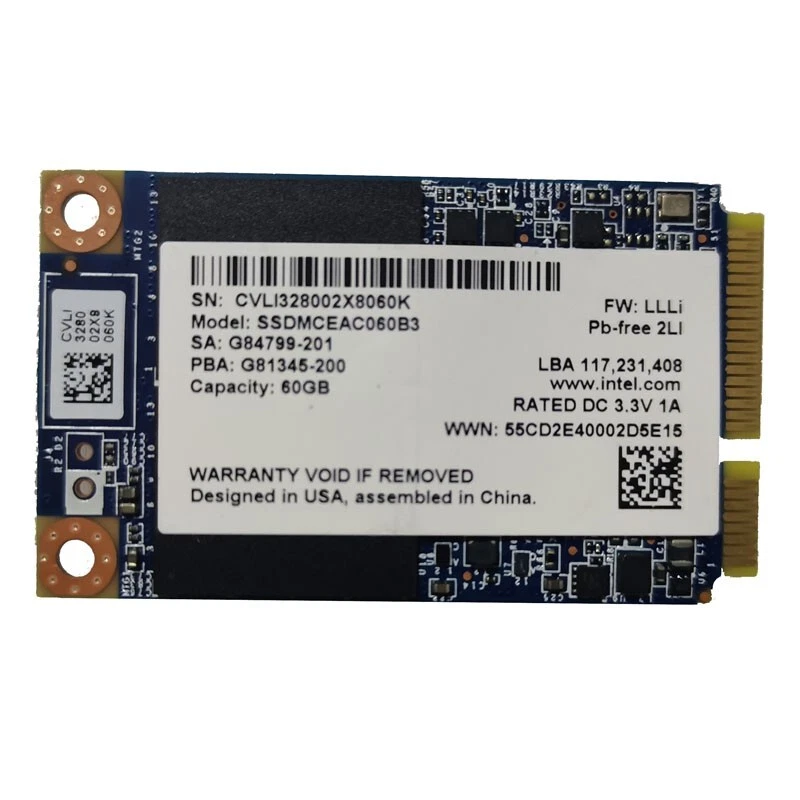 Intel 60GB SSDMCEAC060B3 G84799-201 G81345-200 mSATA 3.0 SSD Soild State Drive - Image 3 of 4