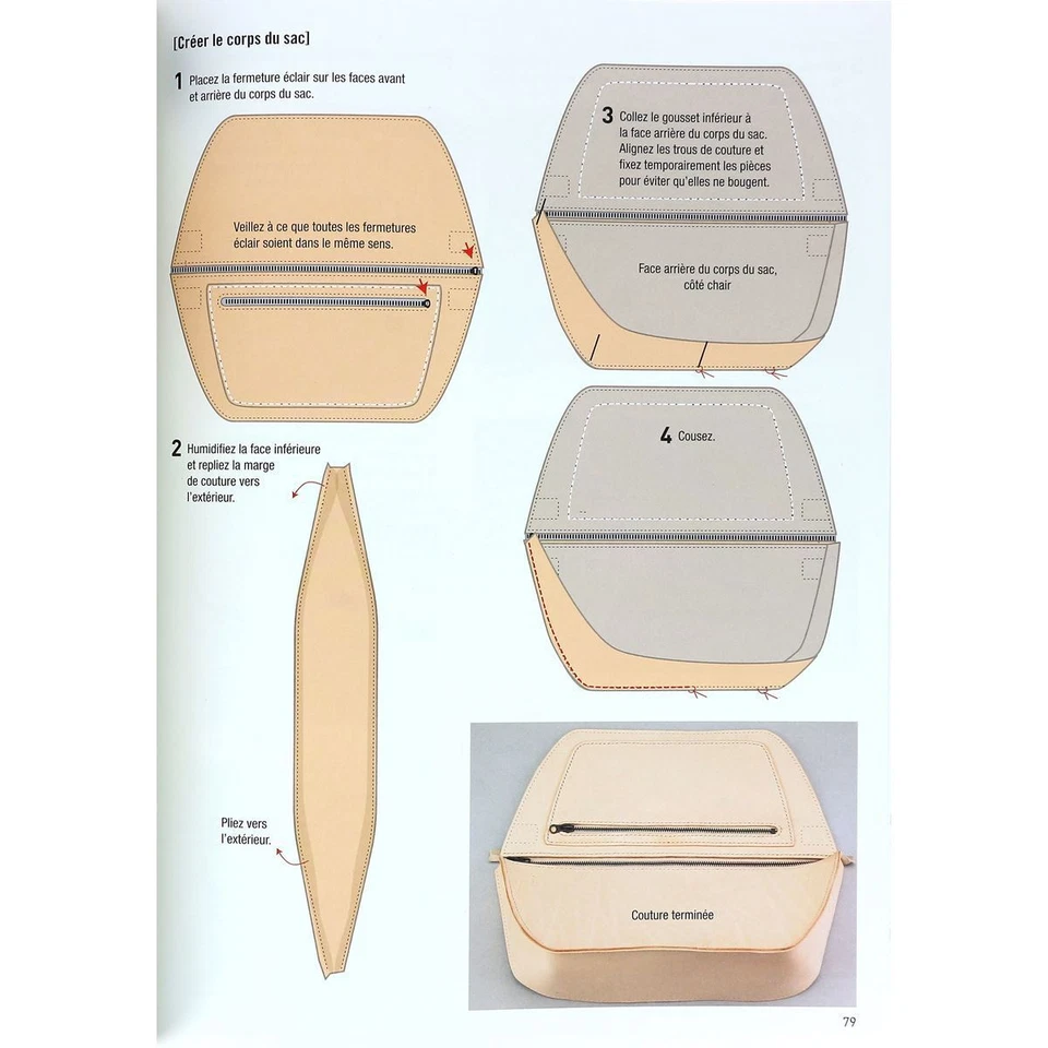 Livre "Sacs en cuir - 18 modèles à fabriquer soi-même" - Yoko Ganaha - Photo 2/4