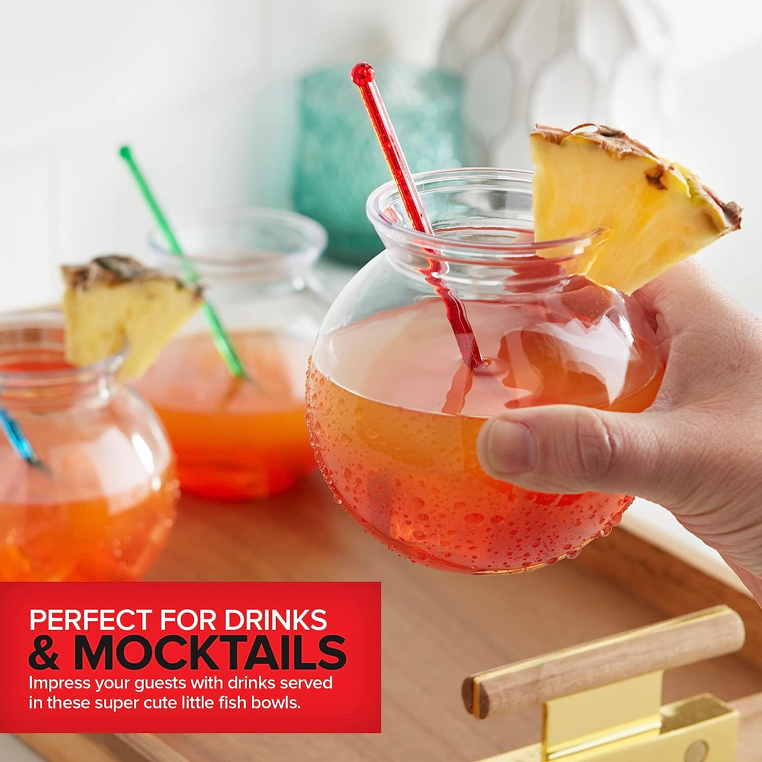 Small Round Plastic Fish Bowls for Parties (12 Pack) 16 oz Clear Mini