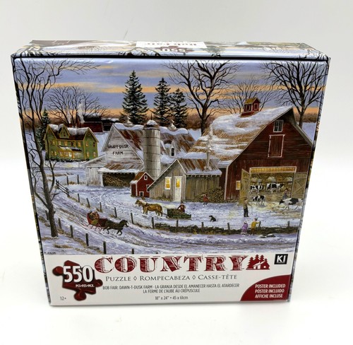 KI 550 Pezzi Bob Fair Art Puzzle "Dawn-T-Dusk Farm" 18" x 24" Finito con Poster - Foto 3 di 8