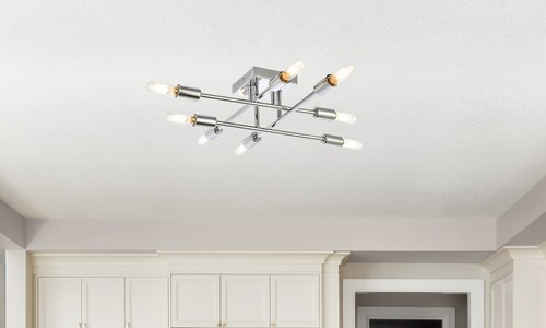 Flush Mount Pendant Chandelier Lighting Chrome Modern Living Dining Room Kitchen - Picture 2 of 7