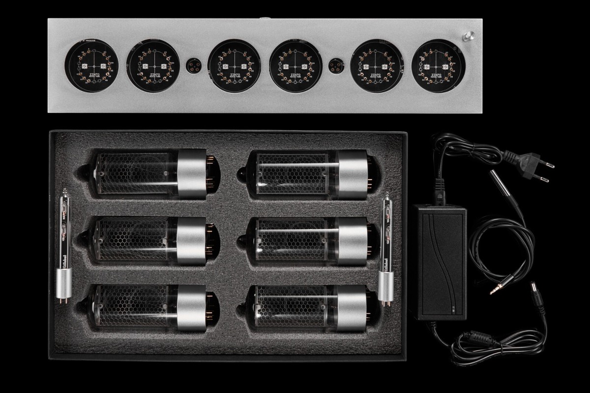 Nixie tube clock ZIN70 (z568m) assembled Silver aluminium