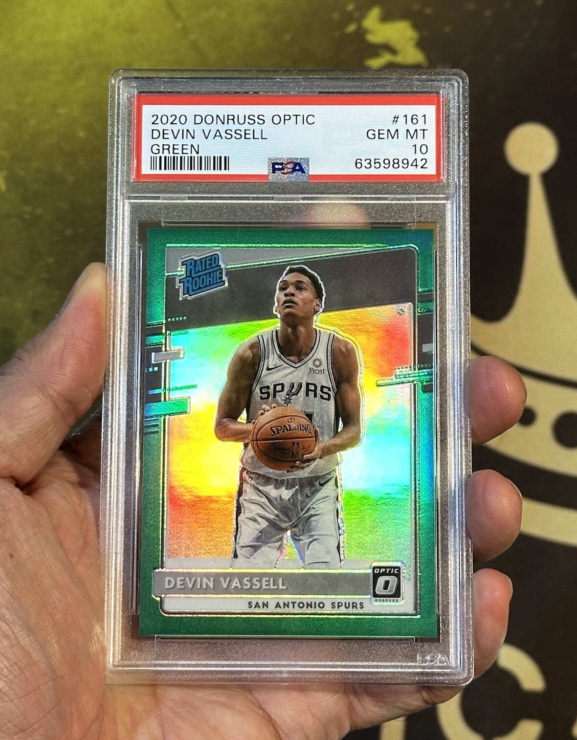 2020-21 Donruss Optic Green Prizm /5 #161 Devin Vassell RC Rookie PSA 10