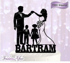 Family Wedding Cake Topper Bride, Groom Children, with Last Name TLA100