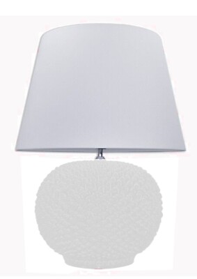 Table Lamp In Ceramica De Caltagirone Pigna Palla Bianco Made In Italy