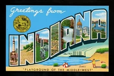 Large Letter Chrome postcard Indiana IN Curt Teich 9C-K2225 horse bridge