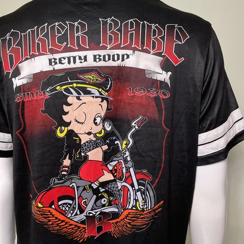 Betty Boop Shirt Motorcycle Graphic Adult XL Black Short Sleeve Biker Botton Up - Picture 8 of 22