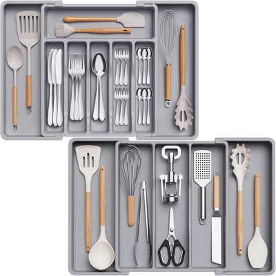 Silverware Drawer Organizer and Utensil Organizer Set, Expandable Cooking Cutler