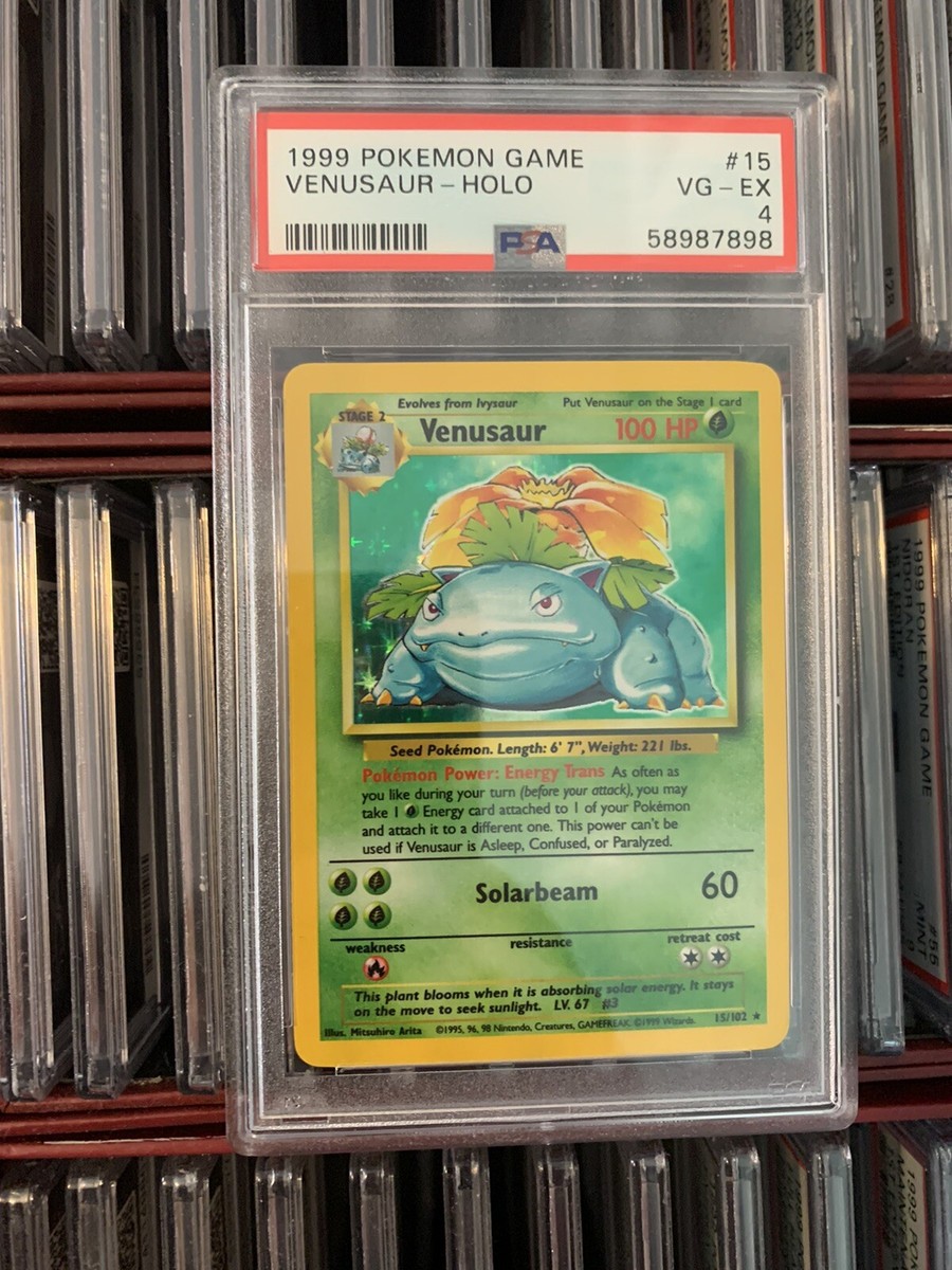 1999 Pokemon - Venusaur Holo Rare - Base Set 15/102 - PSA 4