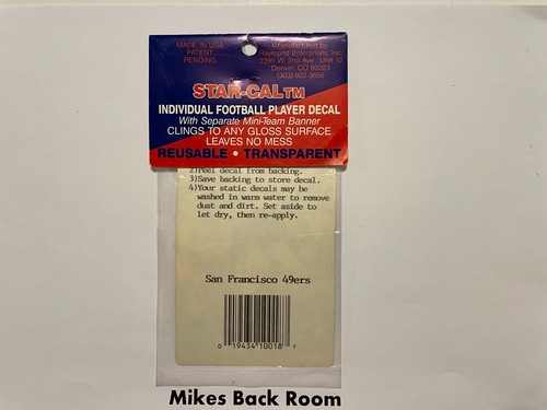 Vintage SF 49ers MINI PENNANT #94 CHARLES HALEY STAR-CAL STATIC CLING DECALS NIB - Picture 2 of 3