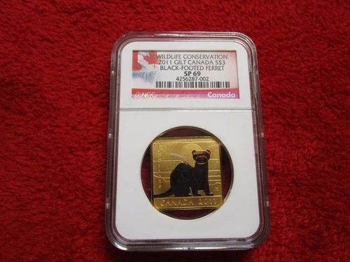 2011 Canada $3 Black- Footed Ferret NGC SP69 Gold & Silver .999 Canadian Coin