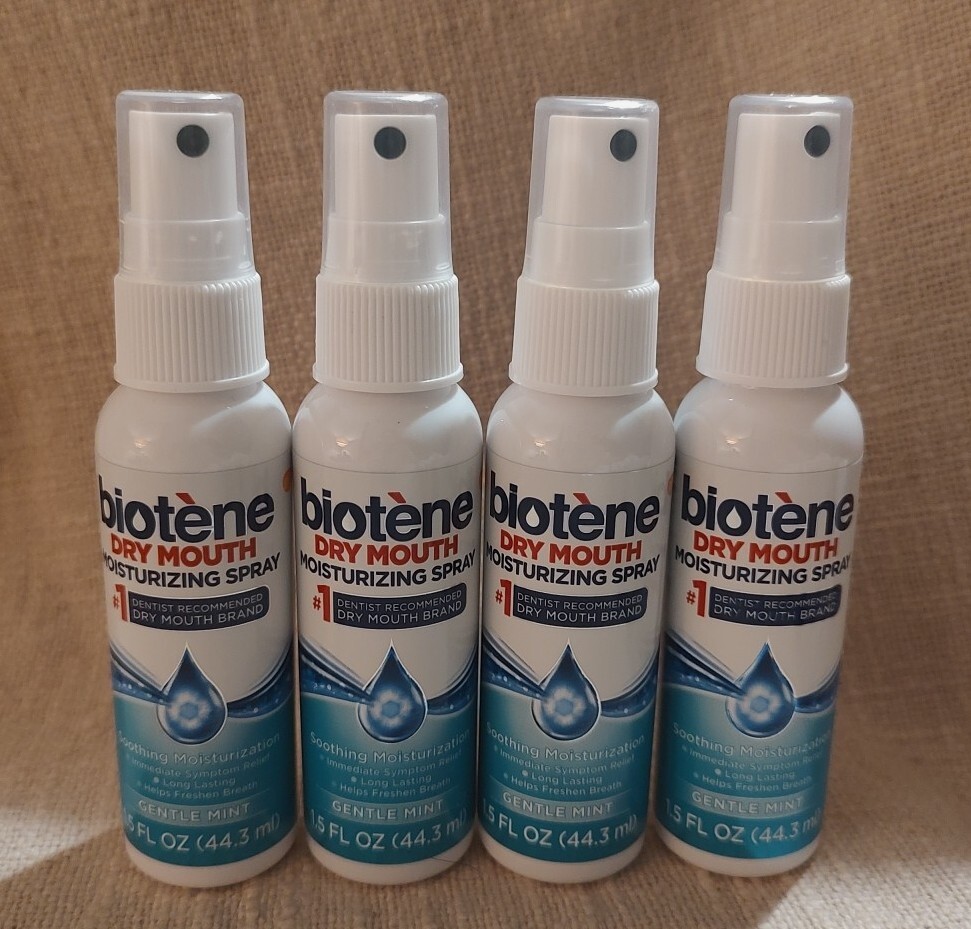 4x Biotene Dry Mouth Moisturizing Spray Gentle Mint 1.5 oz. ea Exp 9/