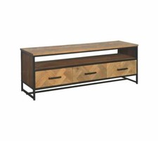 Teakholz massiv Stahl Design TV Hifi Kommode Accent Massivholz 150 cm x 50 cm