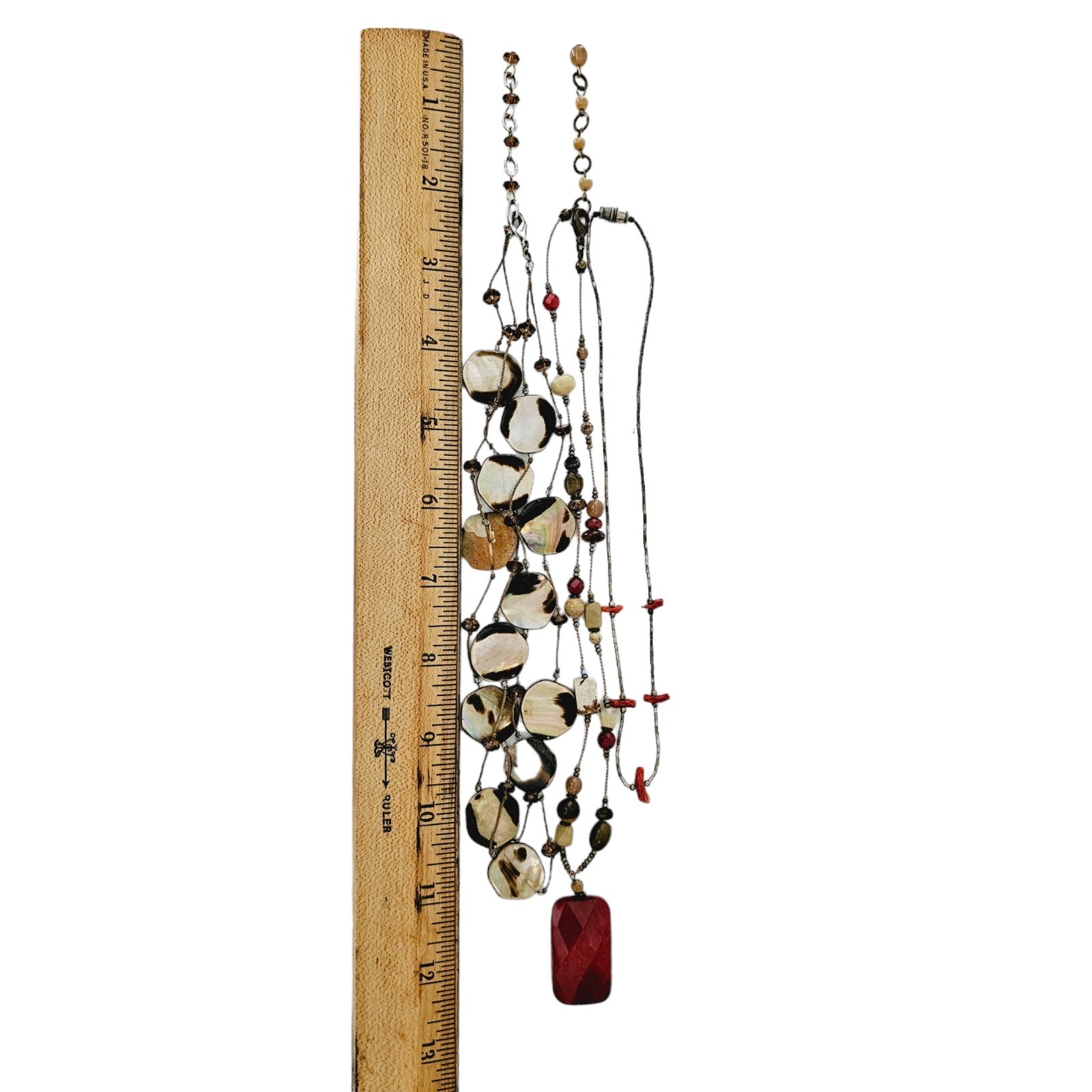 3 Necklaces Layering Mop Abalone Shell Quartz Tig… - image 14