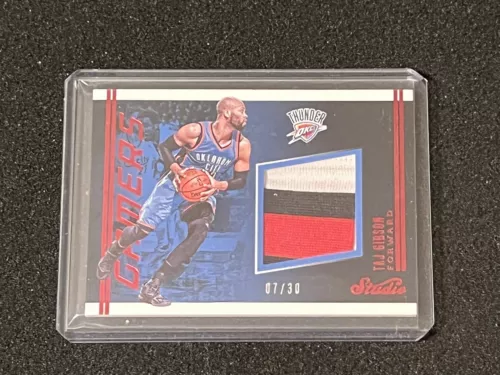 Taj Gibson 2016-17 Studio Gamers Magenta 3 Color GU Patch #d /30 Thunder Bulls